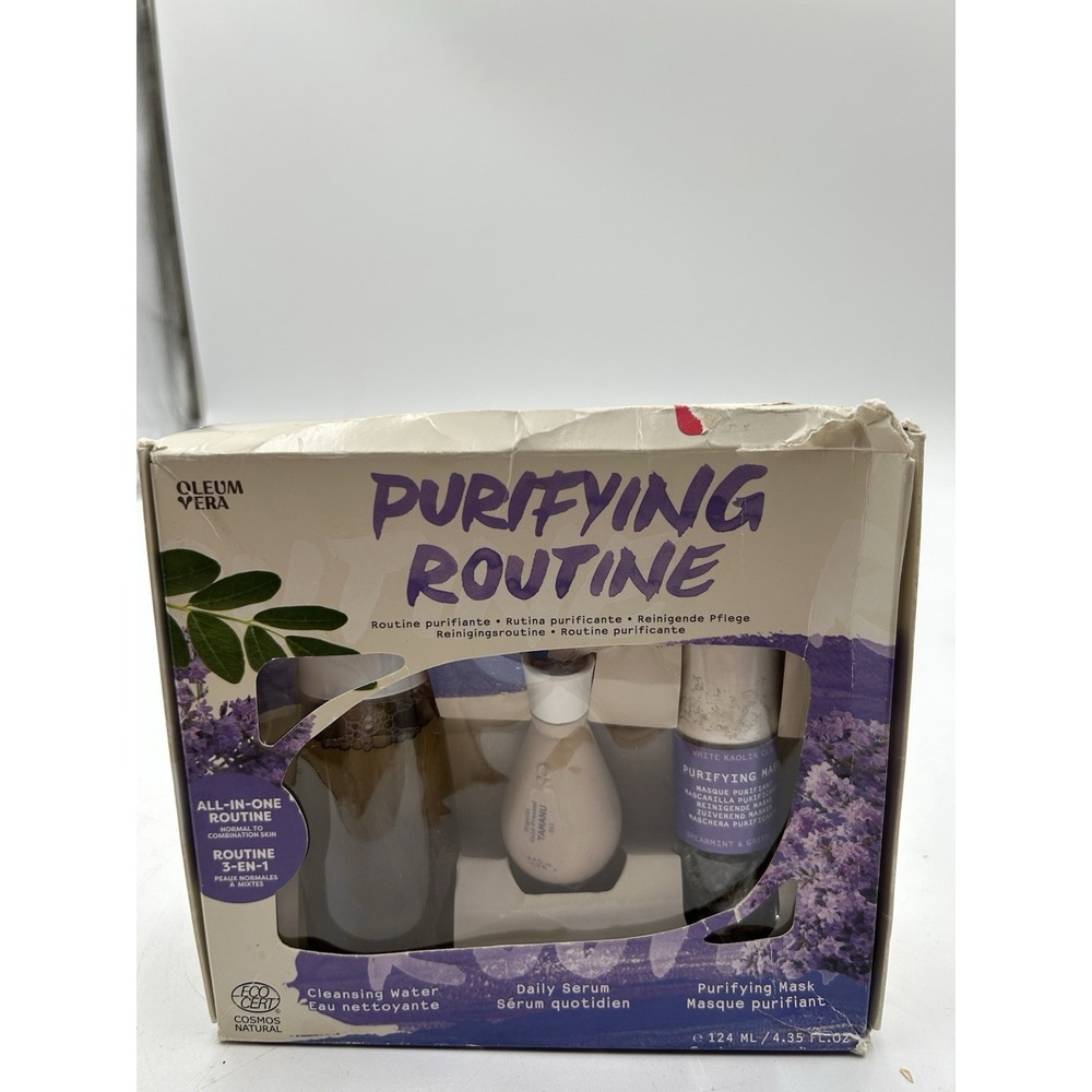 NEW Oleum Vera Purifying Routine Cleansing Water Serum Face Mask Set Kit (Boxed)